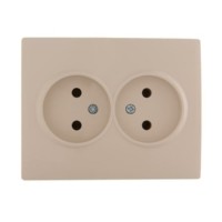 Розетка 2-м СП Karina 16А IP20 термопласт крем. Lezard 707-0300-128B