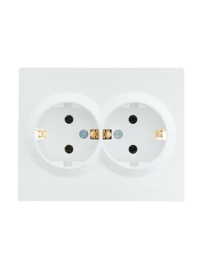 Розетка 2-м СП Vesna с/з ПБТ бел. Lezard 742-0200-127B