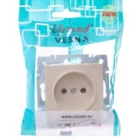 Розетка 1-м СП Vesna ПБТ механизм крем. Lezard 742-0388-121B