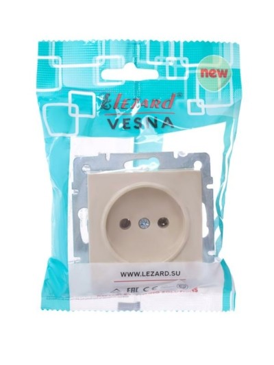 Розетка 1-м СП Vesna ПБТ механизм крем. Lezard 742-0388-121B