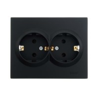 Розетка 2-м СП Vesna с/з ПБТ черн. бархат Lezard 742-4200-127B