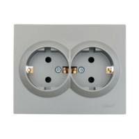 Розетка 2-м СП Vesna с/з со шторками ПБТ платина Lezard 742-3500-178B