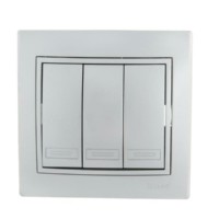 Выключатель 3кл. СП Mira 10А IP20 со вставкой сер. метал. Lezard 701-1010-109