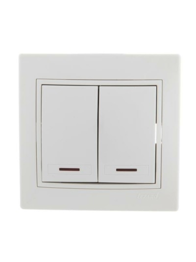 Выключатель 2кл. СП Mira 10А IP20 с инд. с бел. вставкой бел. Lezard 701-0202-112