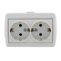 Розетка 2-м ОП Nata 16А IP20 с/з керамика бел. Lezard 710-0200-127