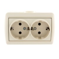 Розетка 2-м ОП Nata 16А IP20 с/з керамика крем. Lezard 710-0300-127