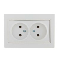Розетка 2-м СП Mira 16А IP20 с бел. вставкой керамика бел. Lezard 701-0202-128