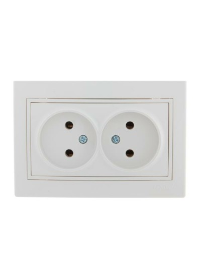 Розетка 2-м СП Mira 16А IP20 с бел. вставкой керамика бел. Lezard 701-0202-128