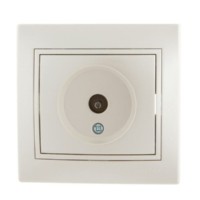Розетка телевизионная проходная ТВ СП Mira 16А IP20 со вставкой жемчуж./бел. перламутр. Lezard 701-3030-129