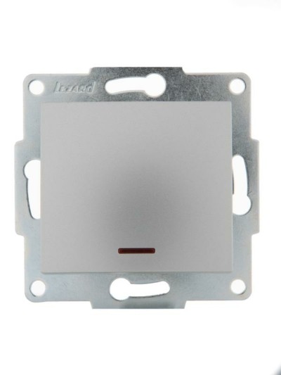Выключатель 1кл. 1п СП Karina 10А IP20 с инд. механизм матов. серебр. Lezard 707-4388-111