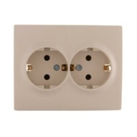 Розетка 2-м СП Karina с/з термопласт крем. Lezard 707-0300-127B