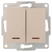 Выключатель 2кл. 1п СП Karina 10А IP20 с инд. механизм крем. Lezard 707-0388-112