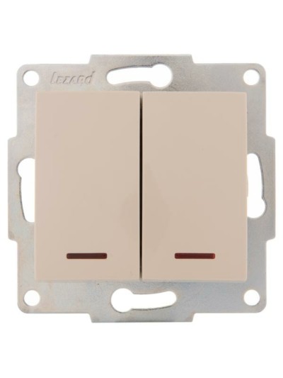 Выключатель 2кл. 1п СП Karina 10А IP20 с инд. механизм крем. Lezard 707-0388-112