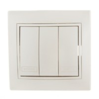 Выключатель 3кл. СП Mira 10А со вставкой жемч./бел. перламутр. Lezard 701-3030-109