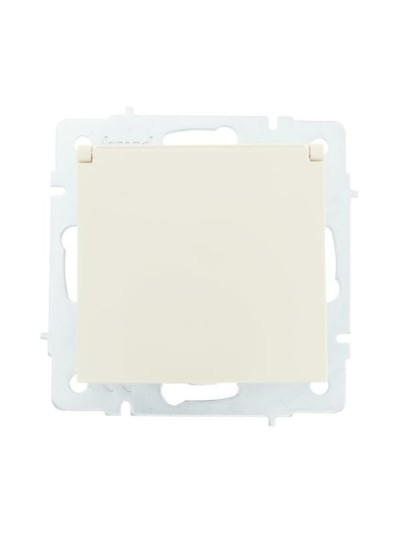 Розетка 1-м СП Vesna с/з с крышкой ПБТ механизм кремов. Lezard 742-0388-123B