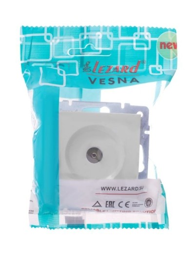 Розетка телевизионная оконечная ТВ 1-м СП Vesna механизм бел. Lezard 742-0288-130