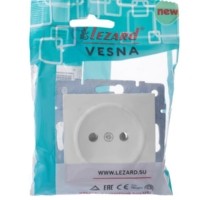 Розетка 1-м СП Vesna ПБТ механизм бел. Lezard 742-0288-121B