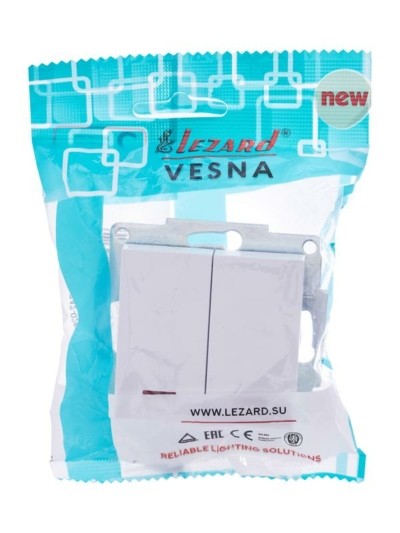 Выключатель 2кл. СП Vesna с инд. механизм бел. Lezard 742-0288-112