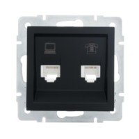 Розетка ПК + ТФ 1-м СП Vesna механизм черн. бархат Lezard 742-4288-143