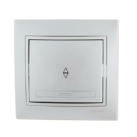 Переключатель 1кл. СП проходной Mira 10А IP20 со вставкой сер. метал. Lezard 701-1010-105