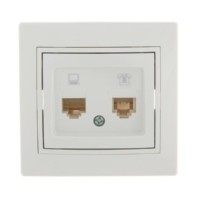 Розетка ПК + ТФ 2-м СП Mira RJ45 + RJ11 бел./бел. Lezard 701-0202-143