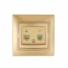 Розетка ПК + ТФ 2-м СП Mira RJ45 + RJ11 зол. метал. Lezard 701-1313-143