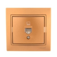 Розетка ПК 1-м СП Mira RJ45 зол. метал. Lezard 701-1313-139