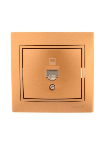 Розетка ПК 1-м СП Mira RJ45 зол. метал. Lezard 701-1313-139