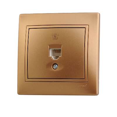 Розетка ТФ 1-м СП Mira RJ11 зол. метал. Lezard 701-1313-137