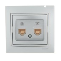 Розетка ТФ 2-м СП Mira RJ11 сер. метал. Lezard 701-1010-138