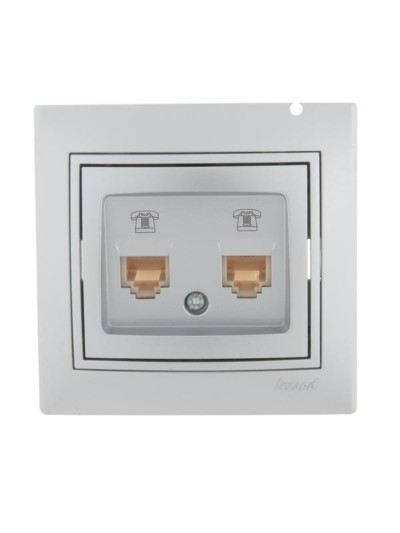 Розетка ТФ 2-м СП Mira RJ11 сер. метал. Lezard 701-1010-138