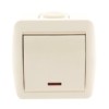 Выключатель 1кл. ОП Nata 10А IP20 с инд. крем. Lezard 710-0300-111