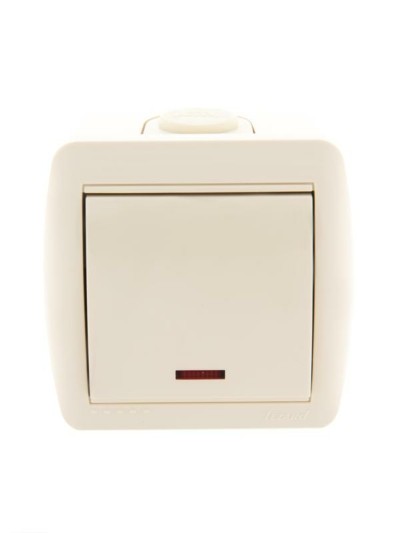 Выключатель 1кл. ОП Nata 10А IP20 с инд. крем. Lezard 710-0300-111