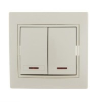 Выключатель 2кл. СП Mira 10А IP20 с инд. со вставкой крем. Lezard 701-0303-112