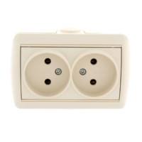 Розетка 2-м ОП Nata 16А IP20 керамика крем. Lezard 710-0300-128