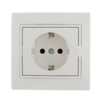 Розетка 1-м СП Mira 16А IP20 с/з с бел. вставкой керамика бел. Lezard 701-0202-122