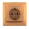 Розетка 1-м СП Mira 16А IP20 с/з защ. шторки со вставкой керамика зол. метал. Lezard 701-1313-124