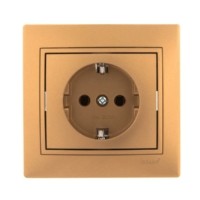 Розетка 1-м СП Mira 16А IP20 с/з со вставкой керамика зол. метал. Lezard 701-1313-122