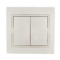 Выключатель 2кл. СП Mira 10А IP20 со вставкой жемч./бел. перламутр. Lezard 701-3030-101