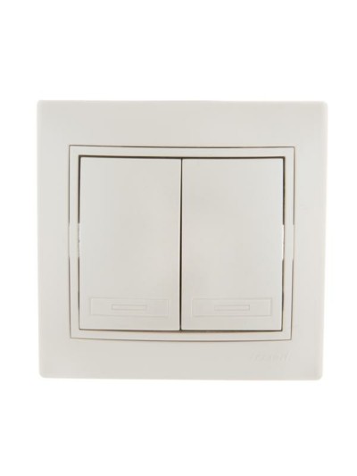 Выключатель 2кл. СП Mira 10А IP20 со вставкой жемч./бел. перламутр. Lezard 701-3030-101