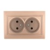 Розетка 2-м СП Mira 16А IP20 со вставкой керамика свет. корич. перламутр. Lezard 701-3131-128