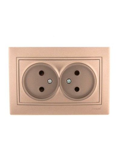 Розетка 2-м СП Mira 16А IP20 со вставкой керамика свет. корич. перламутр. Lezard 701-3131-128