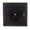 Розетка 1-м СП Mira 16А IP20 со вставкой керамика черн. бархат Lezard 701-4242-121