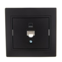 Розетка ПК 1-м СП Mira RJ45 черн. бархат Lezard 701-4242-139