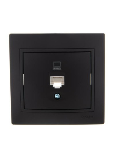 Розетка ПК 1-м СП Mira RJ45 черн. бархат Lezard 701-4242-139