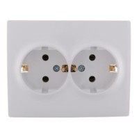 Розетка 2-м СП Karina с/з термопласт бел. Lezard 707-0200-127B