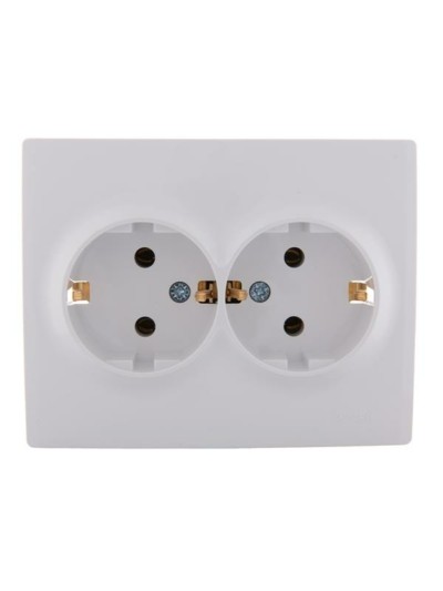 Розетка 2-м СП Karina с/з термопласт бел. Lezard 707-0200-127B
