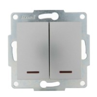 Выключатель 2кл. 1п СП Karina 10А IP20 с инд. механизм матов. серебр. Lezard 707-4388-112