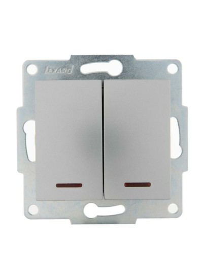 Выключатель 2кл. 1п СП Karina 10А IP20 с инд. механизм матов. серебр. Lezard 707-4388-112
