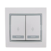 Переключатель 2кл. СП проходной Mira 10А с сер. вставкой бел. Lezard 701-0215-106